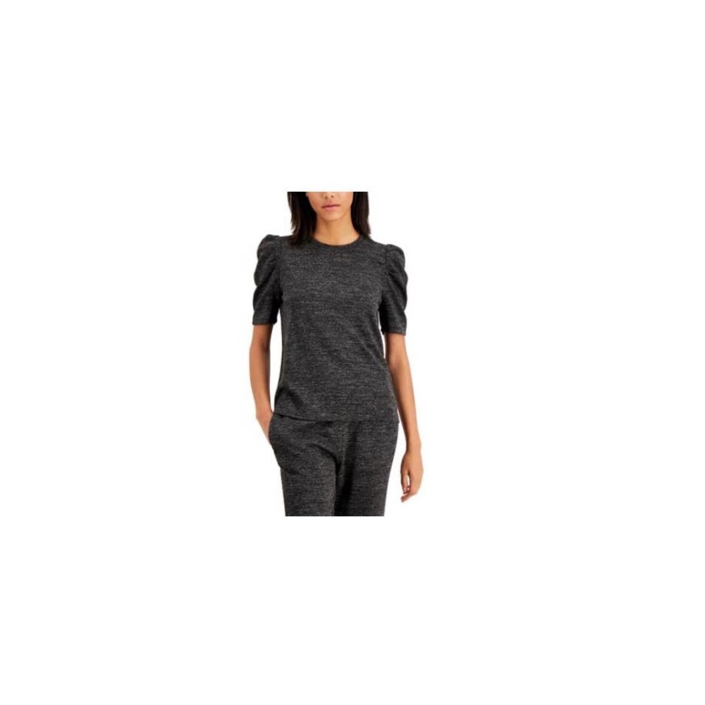 Tommy Hilfiger Puff Sleeve Shimmer Top - Black - Picture 4 of 4